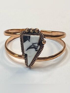 White Buffalo Style Lightening Bolt Cuff Bracelet Adjustable Copper Artisan Boho